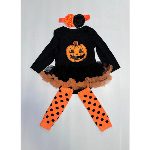 Unbranded Other - Baby Girl Orange Pumpkin Halloween Costume Tutu Leg Warmers Bow 9 Months (73)